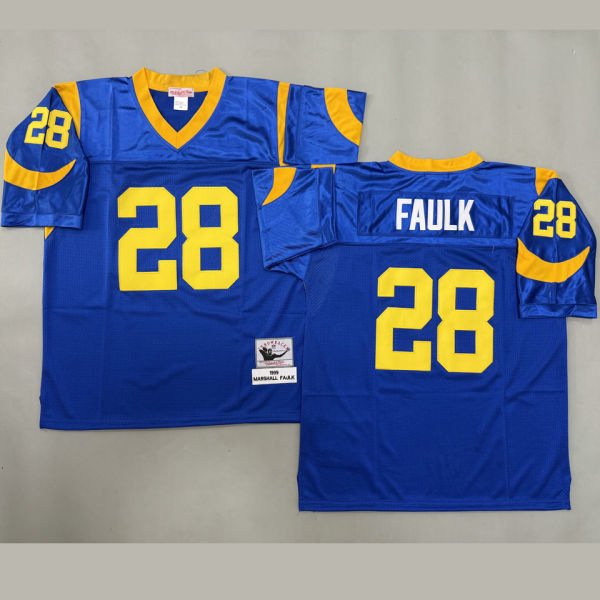 FAULK #28 Men's Los Angeles Rams Retro NFL Jersey 公羊