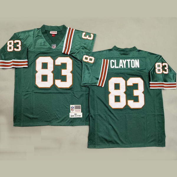 CLAYTON #83 Men's Miami Dolphins Retro NFL Jersey 海豚