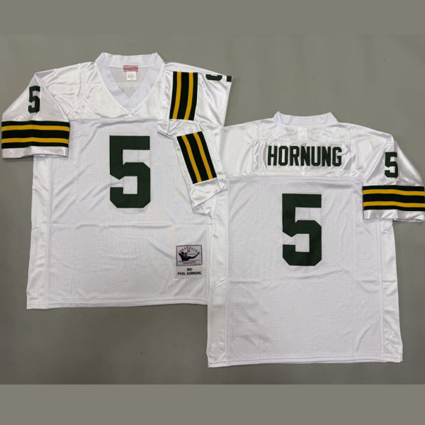 HORNUNNNG #5 Men's Green Bay Packers Retro NFL Jersey 包装工