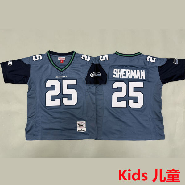 SHERMAN #25 Seattle Seahawks Retro Kids NFL Jersey 海鹰