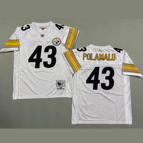 POLAMALU #43 Men's Pittsburgh Steelers Retro NFL Jersey 钢人