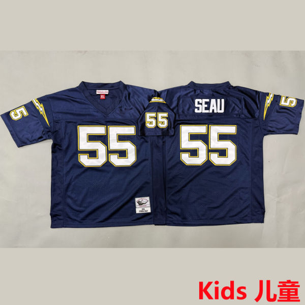 SEAU #55 Los Angeles Chargers Retro Kids NFL Jersey 闪电