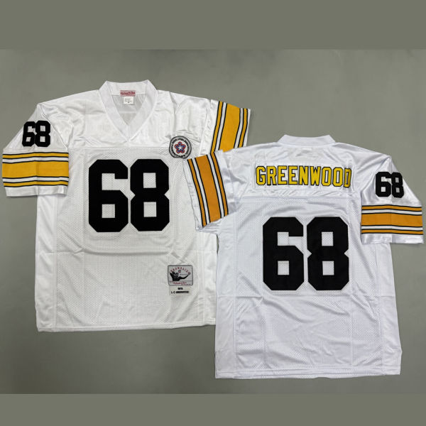 GREENWOOD #68 Men's Pittsburgh Steelers Retro NFL Jersey 钢人
