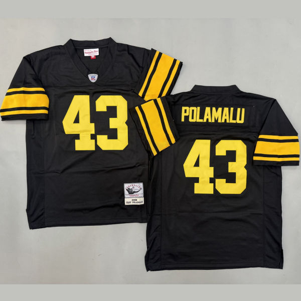 POLAMALU #43 Men's Pittsburgh Steelers Retro NFL Jersey 钢人