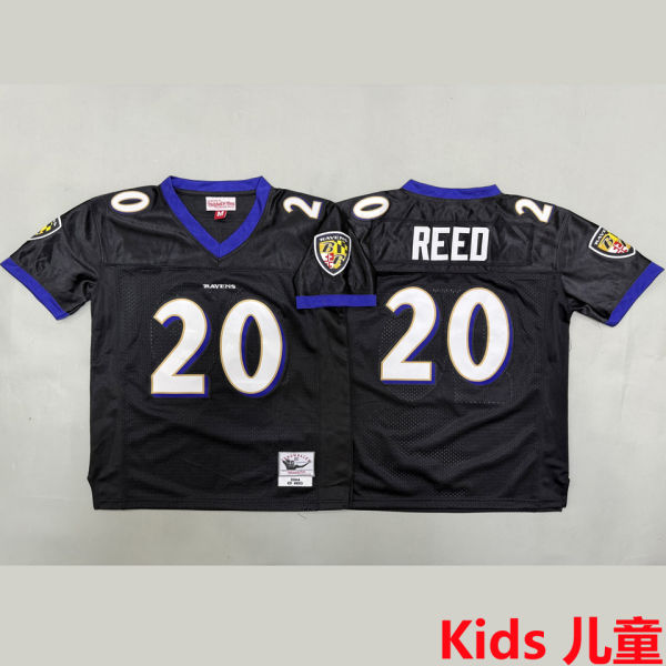 REED #20 Baltimore Ravens Retro Kids NFL Jersey 乌鸦