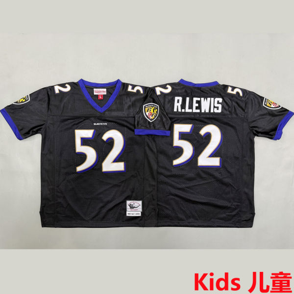 R.LEWIS #52 Baltimore Ravens Retro Kids NFL Jersey 乌鸦