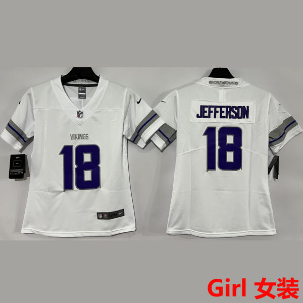 JEFFERSON #18 Minnesota Vikings Girl NFL Jersey 维京人
