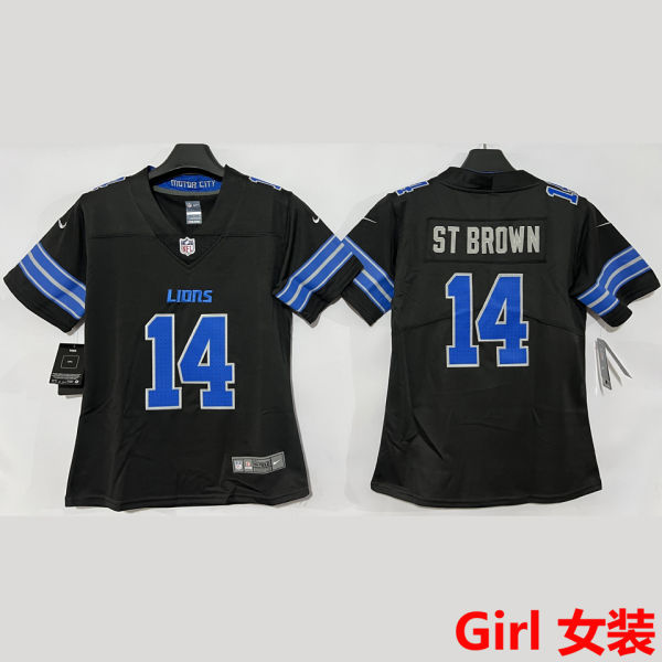 ST BROWN #14 Detroit Lions Girl NFL Jersey 雄狮