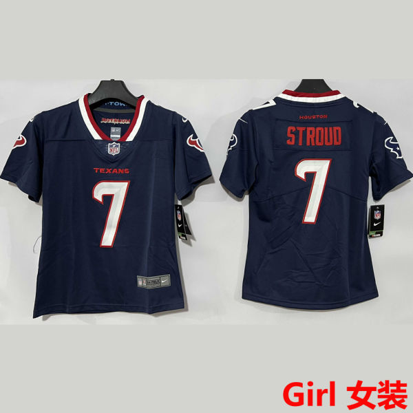 STROUD #7 Houston Texans Girl NFL Jersey 德州人