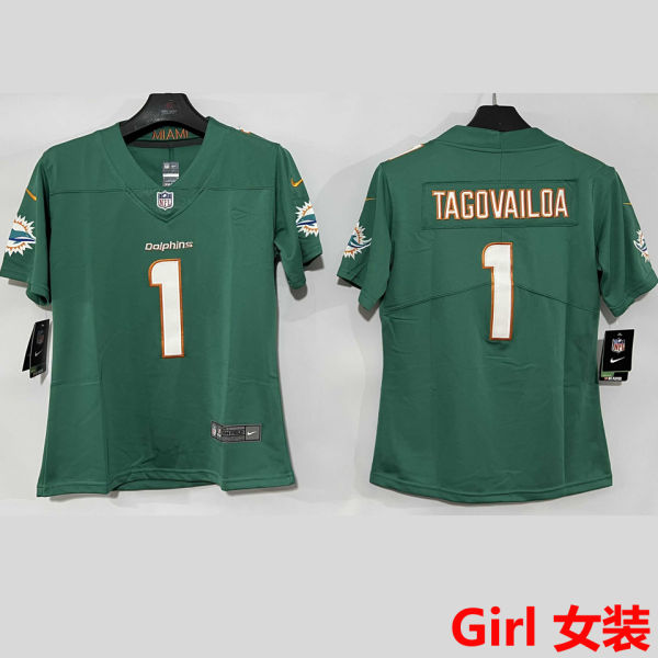 TAGOVAILOA #1 Miami Dolphins Girl NFL Jersey 海豚