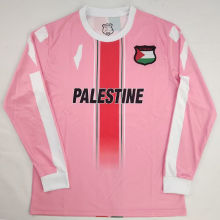 2024 Palestine Pink Long Sleeve Fans Soccer Jersey 胸前英文