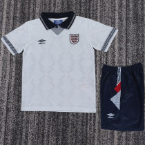 1990 England Home Kids Retro Soccer Jersey