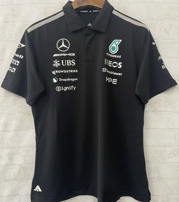 2026 Mercedes AMG Petronas F1 Black POLO Team T-Shirt  有领