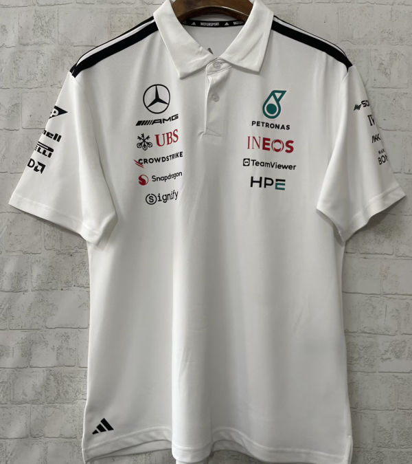 2026 Mercedes AMG Petronas F1 White POLO Team T-Shirt  有领