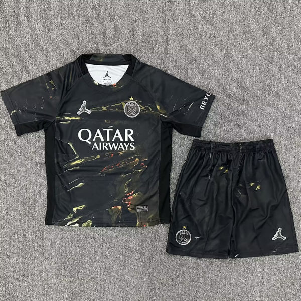 2026 PSG Dark Night Edition Black Kids Soccer Jersey 带星