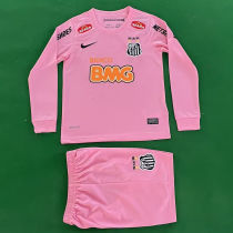 2012/13 Santos Pink Retro Kids Long Sleeve Soccer Jersey
