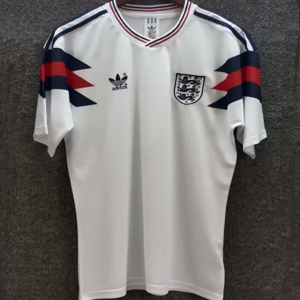1990 England White Retro Soccer Jersey
