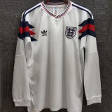 1990 England White Retro Long Sleeve Soccer Jersey