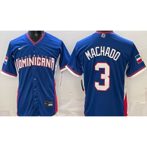 2026 WBC Dominicana #3 MACHADO Blue Baseball Jersey