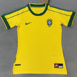 1998 Brazil Home Yellow Retro Women Soccer Jersey 女