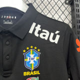 2026/27 Brazil Black Casual Pure Cotton POLO T-Shirt 肩膀字白色