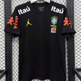 2026/27 Brazil Black Casual Pure Cotton T-Shirt 肩膀字白色