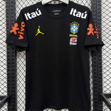 2026/27 Brazil Black Casual Pure Cotton T-Shirt 肩膀字白色