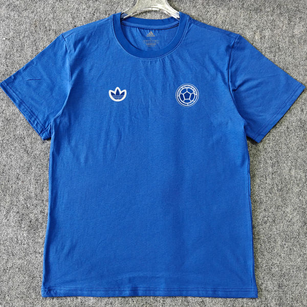 2026/27 Colombia Retro Style Pure Cotton T-Shirt 队微 蓝色