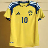 2026/27 Sweden Home Yellow Fans Soccer Jersey (Have Right Patch 有右臂章 黑底白字）