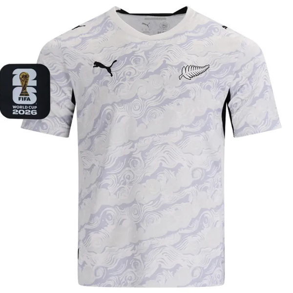 2026/27 New Zealand Home White Soccer Jersey  (Have Right Patch 有右臂章 黑底白字）