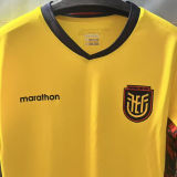 2026/27 Ecuador Home Yellow Fans Soccer Jersey (Have Right Patch 有右臂章 黑底白字）