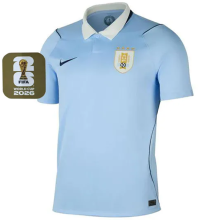 2026/27 Uruguay Home Fans Soccer Jersey (Have Right Patch 有右臂章 金底白字）