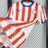 2026/27 Paraguay Home Red White Fans Soccer Jersey (Have Right Patch 有右臂章 黑底白字）