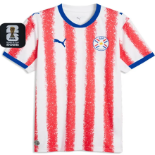 2026/27 Paraguay Home Red White Fans Soccer Jersey (Have Right Patch 有右臂章 黑底白字）