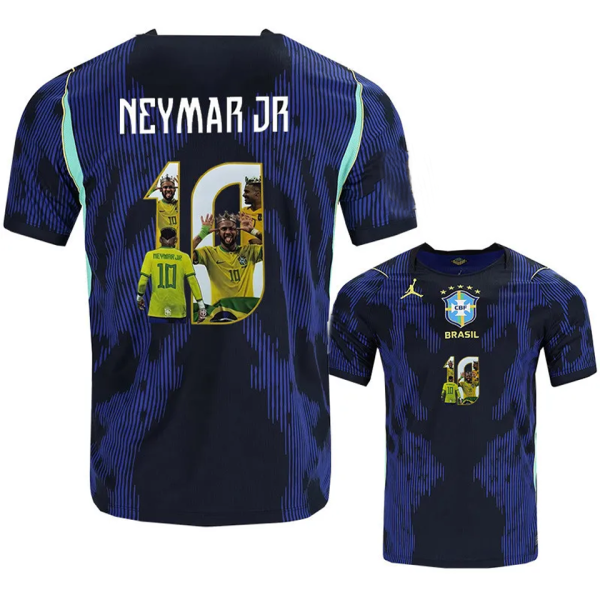 NEYMAR JR #10 Brazil 1:1 Quality Away Blue Fans Soccer Jersey 2026/27 ★★
