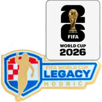 橡胶  LEGACY MODRIĆ + FIFA WORLD CUP 2026 Rubber Right Patch 右臂章 白底黑字 +莫德里奇传奇章(You can buy it alone OR tell us which jersey to print it on. )