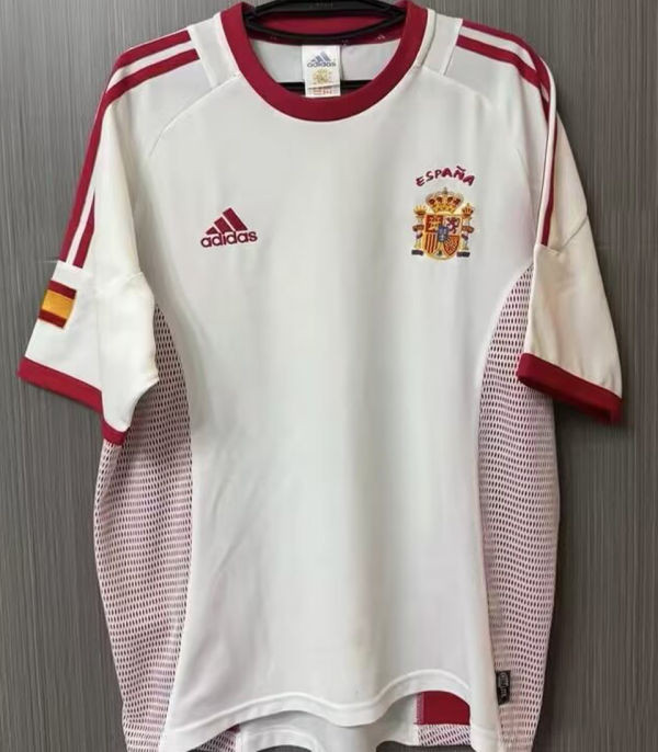 2002 Spain Away White Retro Soccer Jersey