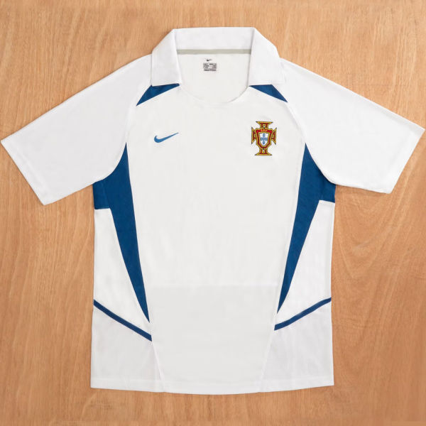 2002 Portugal Away White Retro Soccer Jersey
