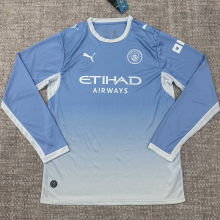 2026/27 Man City Home Blue Fans Long Sleeve Soccer Jersey