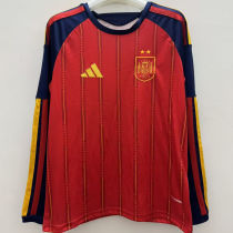 2026/27 Spain Home Red Fans Long Sleeve Soccer Jersey （2 Stars 2星）