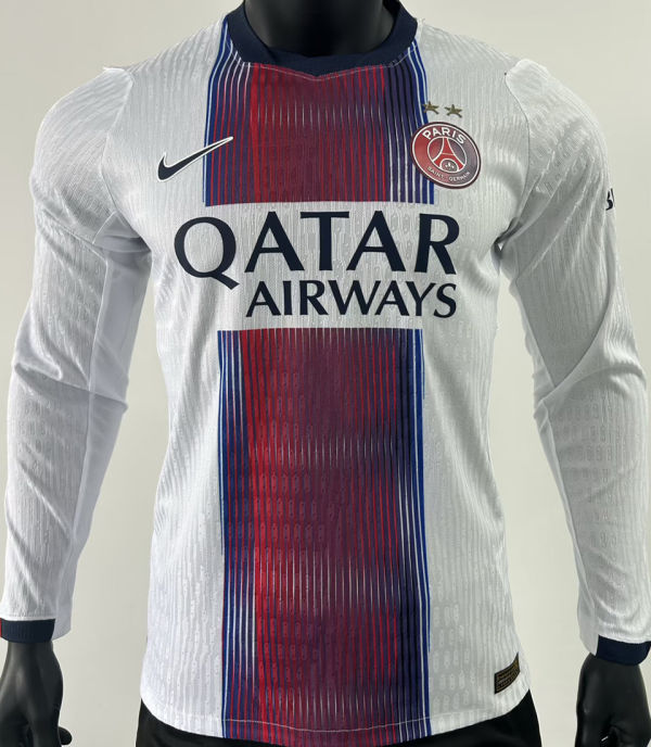 2026/27 PSG Away White Player Version Long Sleeve Soccer Jersey 2 Stars 带2星