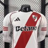 2025/26 River Plate Home White Long Sleeve Player Version Soccer Jersey