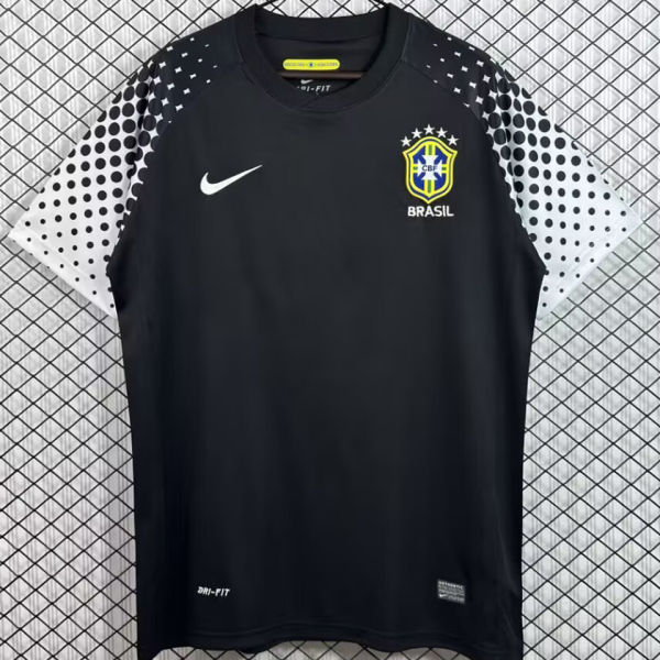 2010 Brazil Goalkeeper Black Retro Soccer Jersey