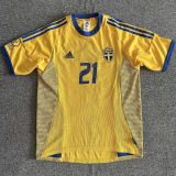 2002 Sweden Home Yellow Retro Soccer Jersey