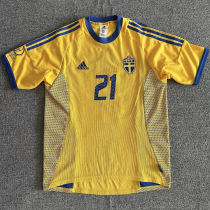 2002 Sweden Home Yellow Retro Soccer Jersey