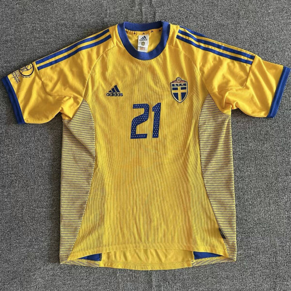 2002 Sweden Home Yellow Retro Soccer Jersey