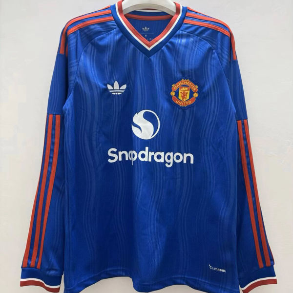 2026/27 M Utd Away Blue Fans Long Sleeve Soccer Jersey