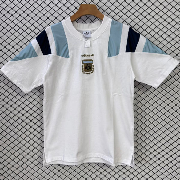 2026/27 Argentina White Cotton Retro Style T-shirt
