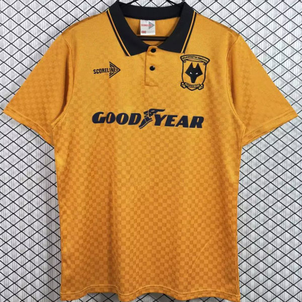 1990/1991 Wolves Home Yellow Retro Soccer Jersey
