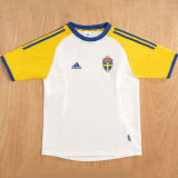 2002 Sweden Away White Retro Soccer Jersey